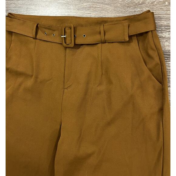 EUC Remi x Revolve Danielle Belted Pants Brown 1X High Waist Wide Leg Trousers - Picture 12 of 15